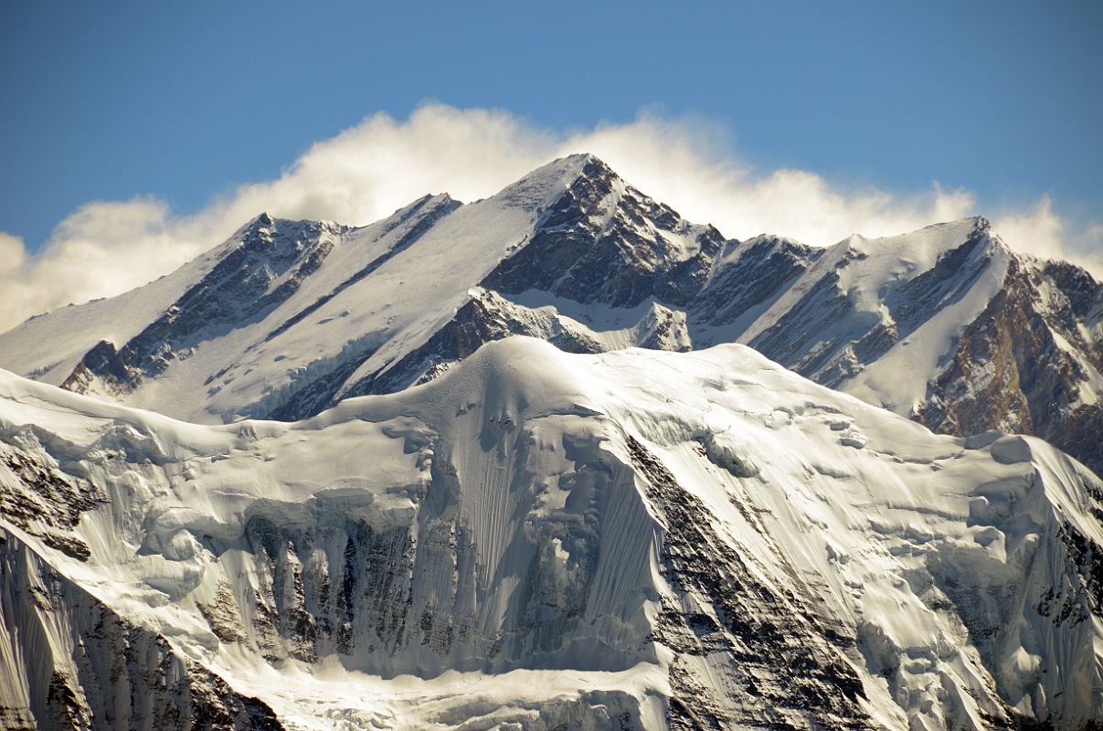 22 Dhampus Peak Summit Panorama Annapurna East, Annapurna Central, Annapurna Main, Annapurna Northwest Face Close Up 